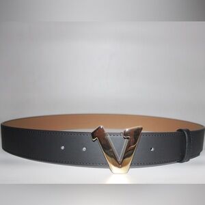COPY - Vadaline V gold buckle black belt